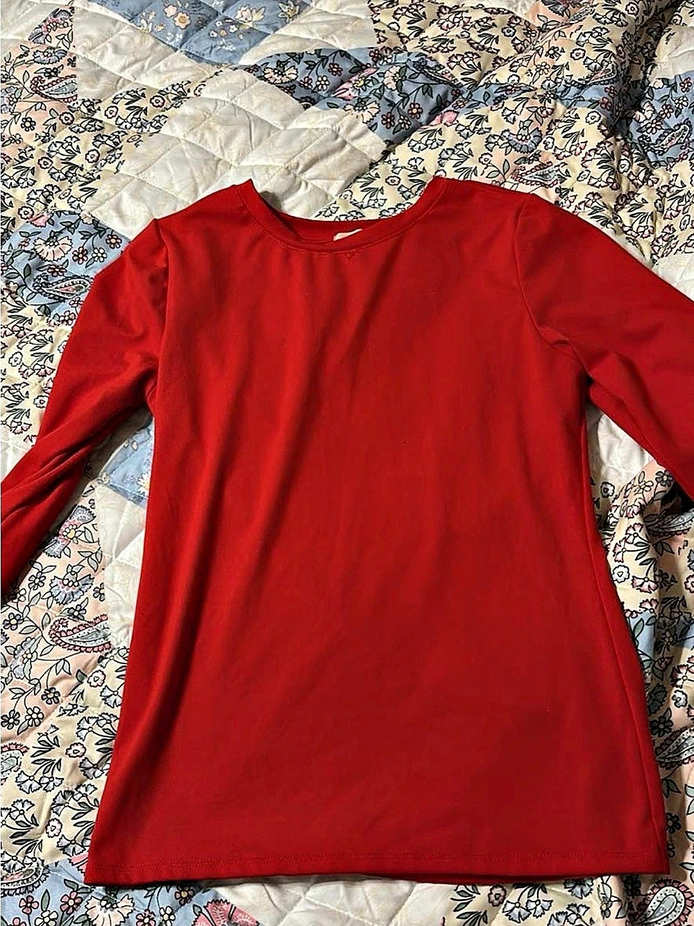 Red Fitted Long Sleeve Top